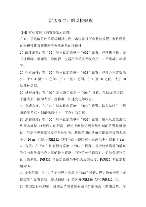 雷达液位计的调校