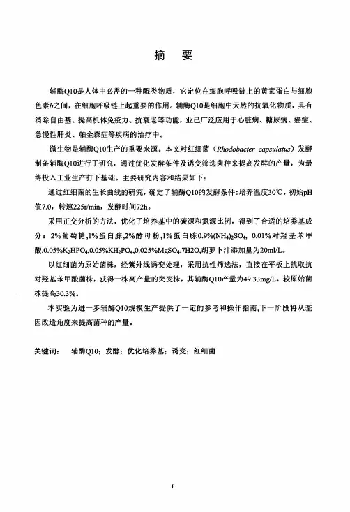 红细菌发酵辅酶Q10的研究