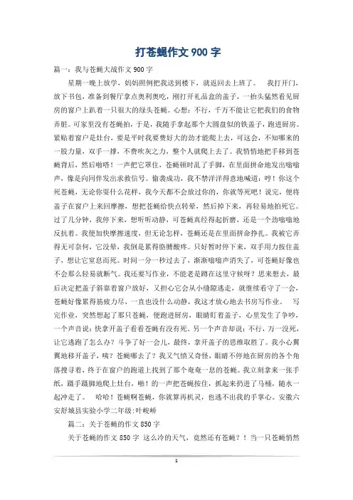 打苍蝇作文900字