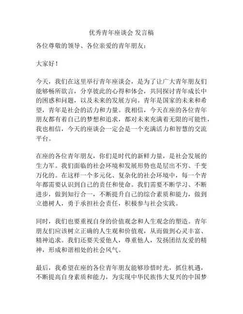 优秀青年座谈会 发言稿