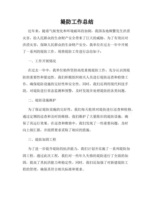 堤防工作总结
