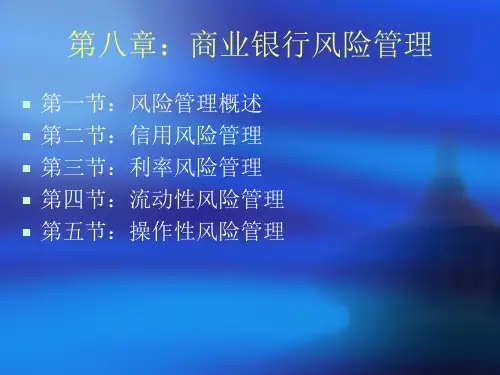 第八章：商业银行风险管理