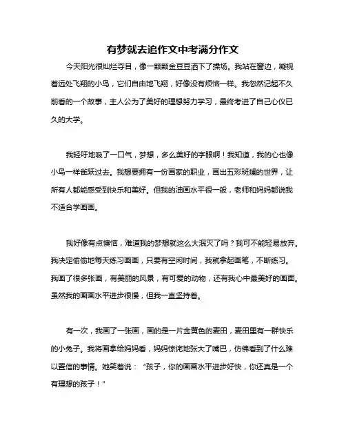 有梦就去追作文中考满分作文