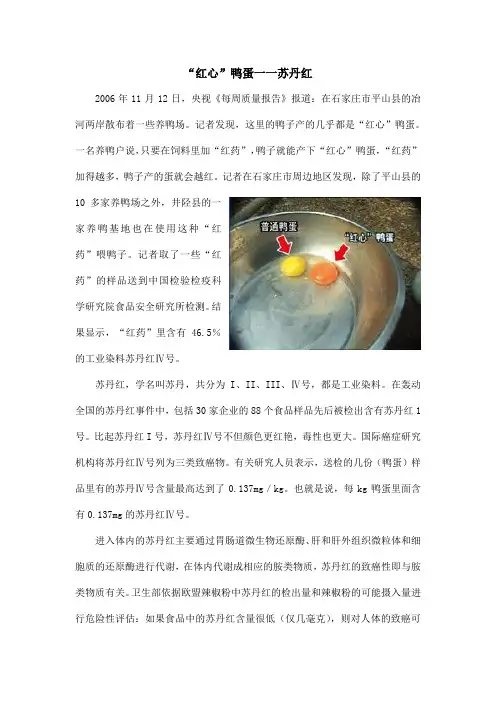 “红心”鸭蛋一一苏丹红