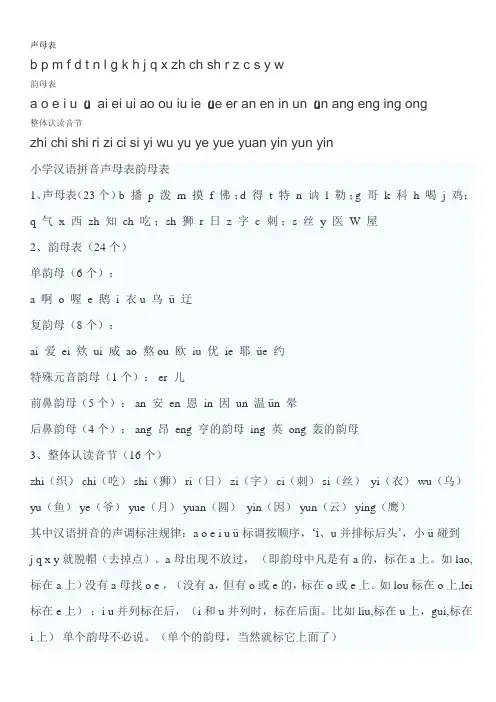 声母、韵母、整体认读音节