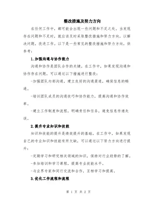 整改措施及努力方向