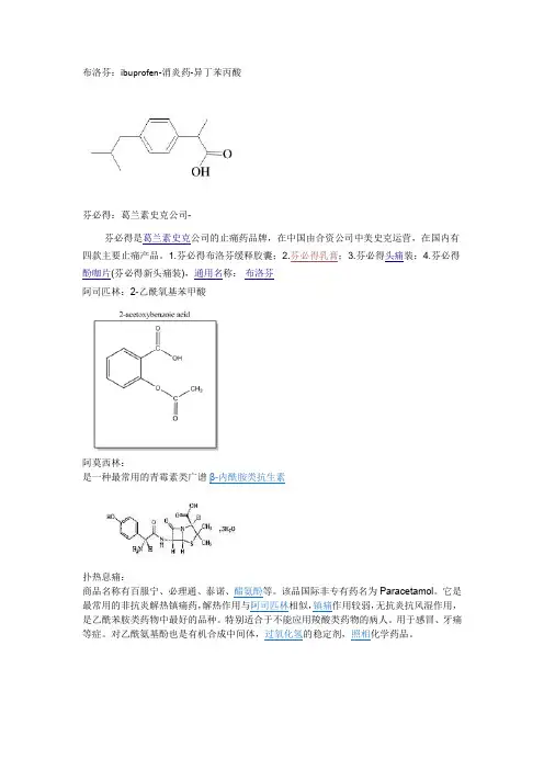 常用药物化学式