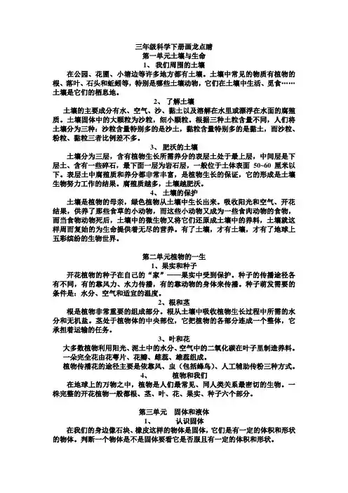 三年级科学下册画龙点睛