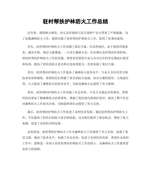 驻村帮扶护林防火工作总结
