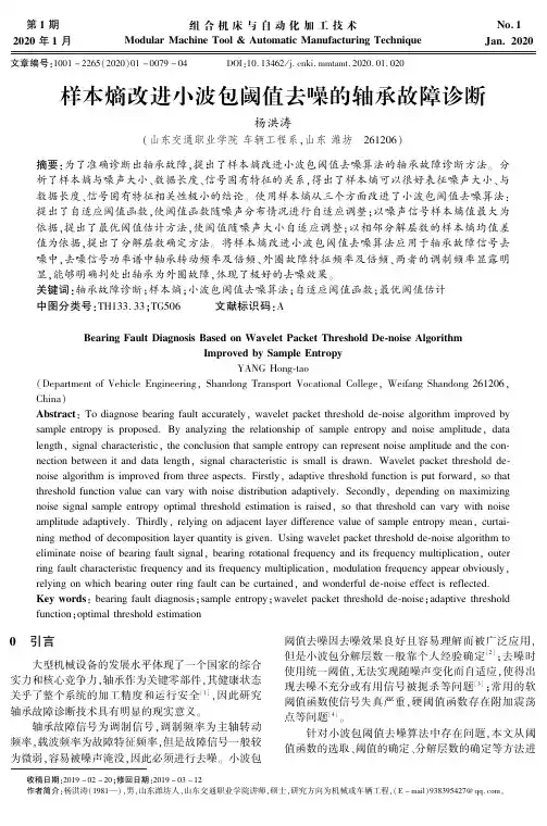 样本熵改进小波包阈值去噪的轴承故障诊断