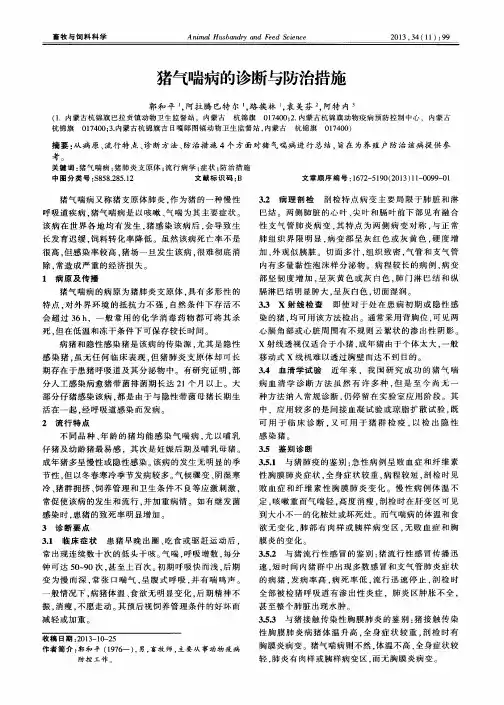 猪气喘病的诊断与防治措施