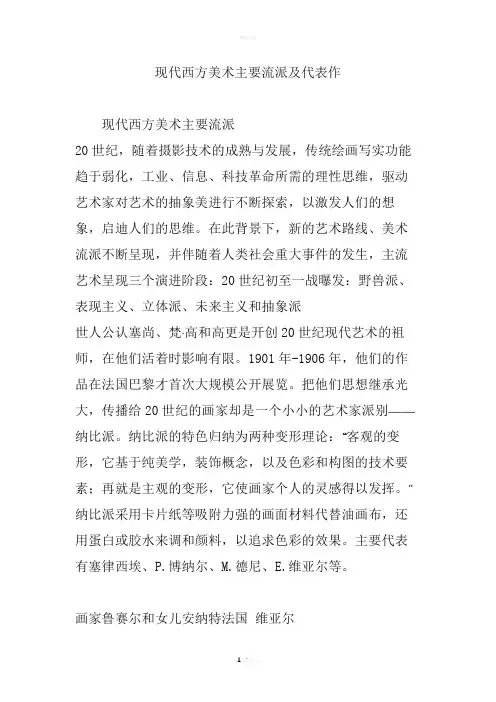 现代西方美术主要流派及代表作
