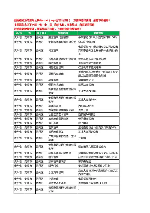 2020新版贵州省安顺市西秀区玻璃店工商企业公司商家名录名单联系电话号码地址大全59家