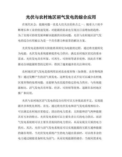 光伏与农村地区沼气发电的综合应用