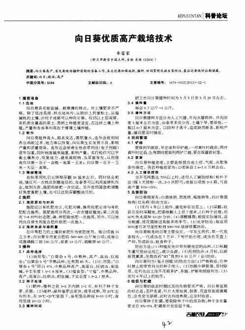向日葵优质高产栽培技术