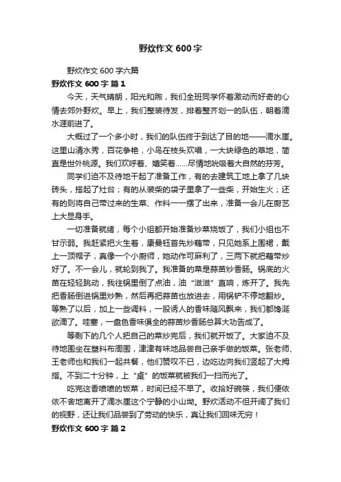 野炊作文600字六篇