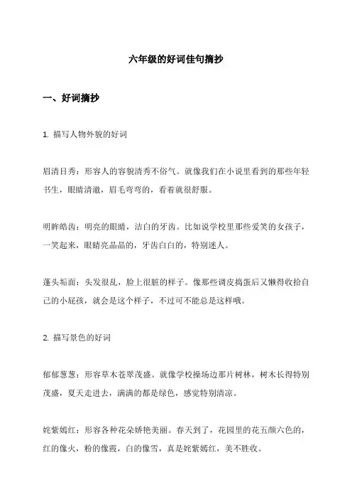 六年级的好词佳句摘抄