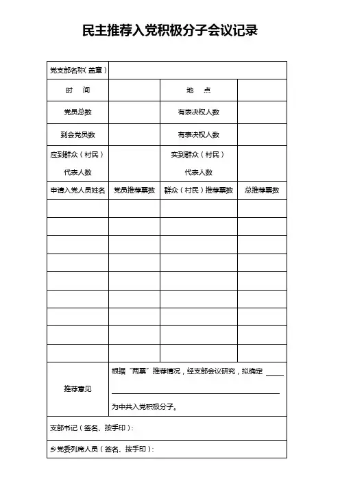 培养发展党员“两推”程序、资料大全
