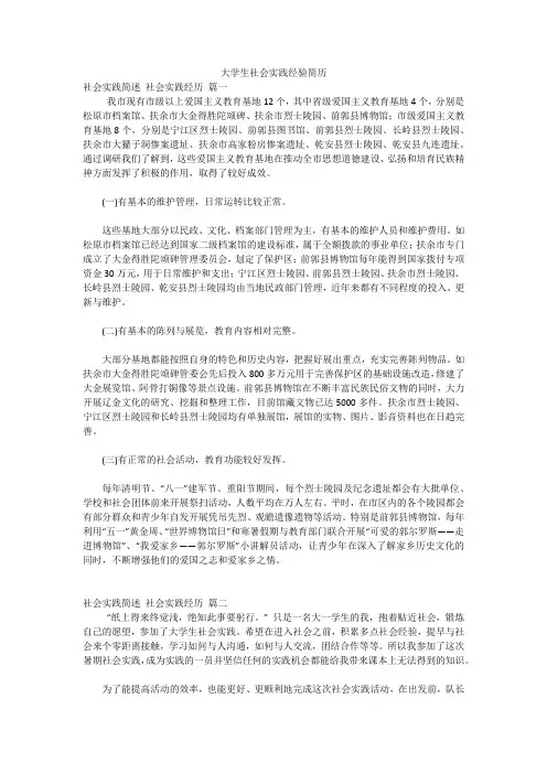 大学生社会实践经验简历
