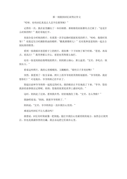 那一刻我因回忆而哭泣作文