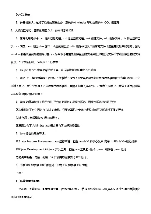 黑马程序员java培训就业班笔记：day01总结