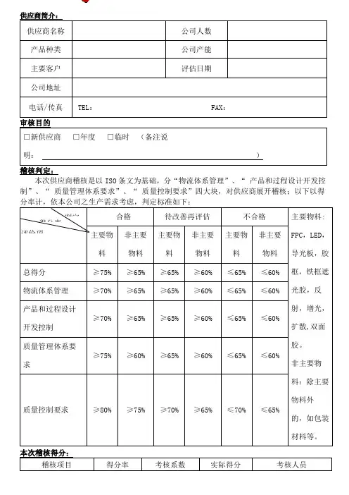 【最新】供应商稽核报告1