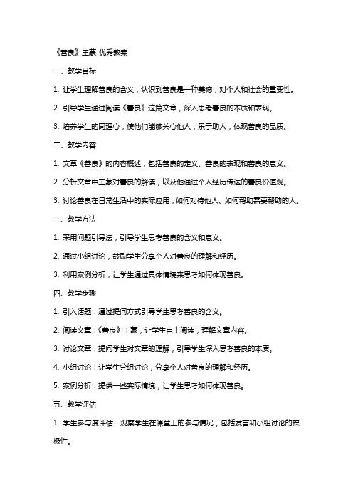 《善良》王蒙-教案