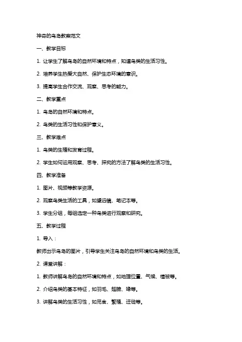 神奇的鸟岛教案范文