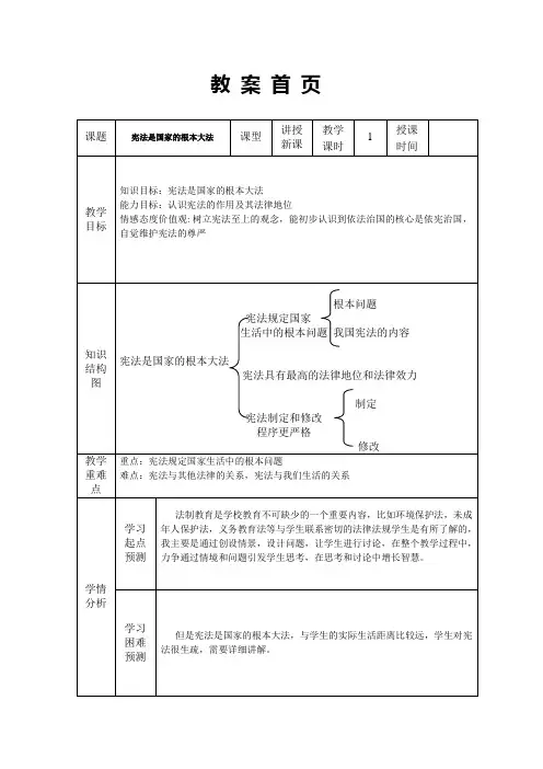 第六课第二框宪法是国家的根本大法