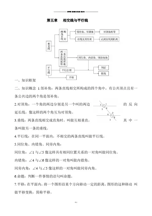 人教版七年级下册数学第五章   相交线与平行线.docx