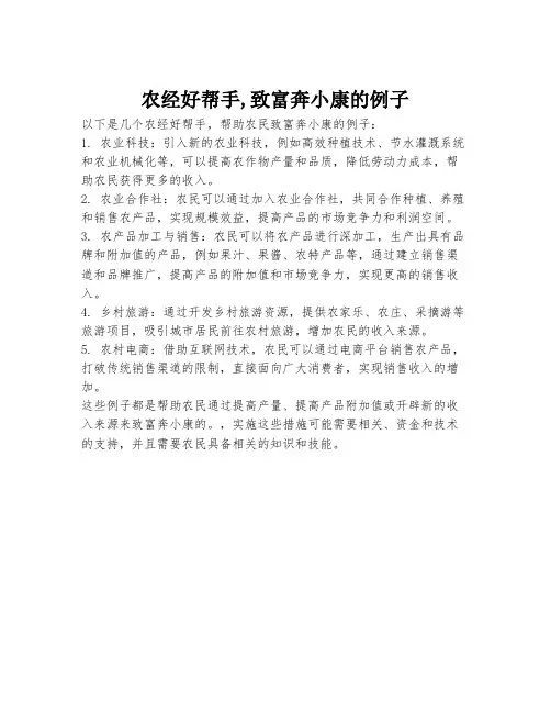 农经好帮手,致富奔小康的例子