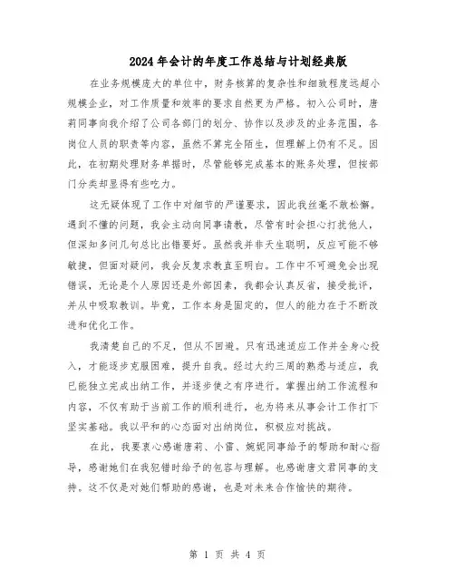 2024年会计的年度工作总结与计划经典版（3篇）