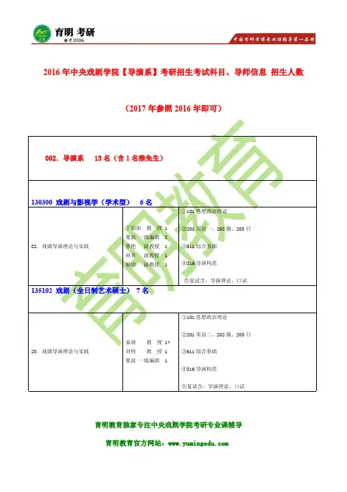 2017年中央戏剧学院【导演系】戏剧与影视学考研611综合基础考研真题