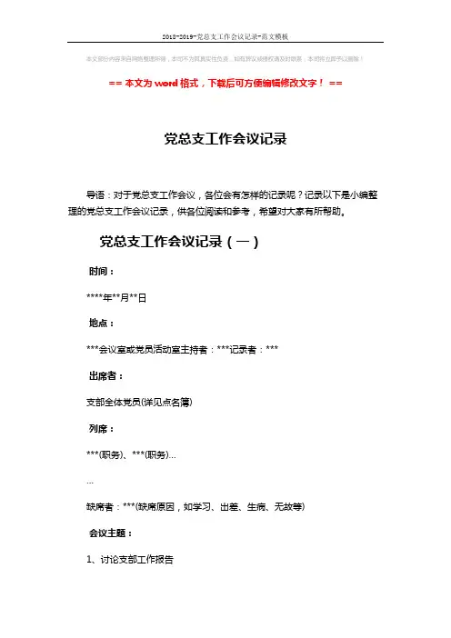 2018-2019-党总支工作会议记录-范文模板 (9页)