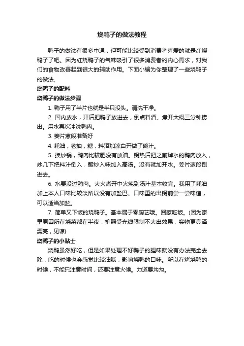 烧鸭子的做法教程