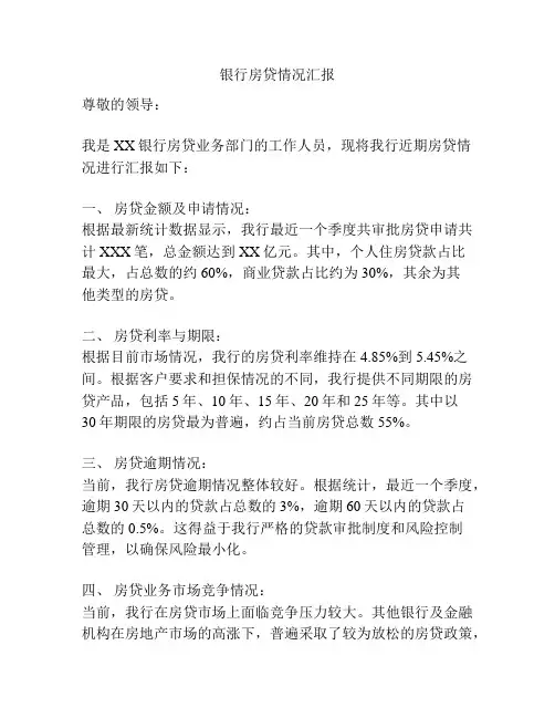 银行房贷情况汇报