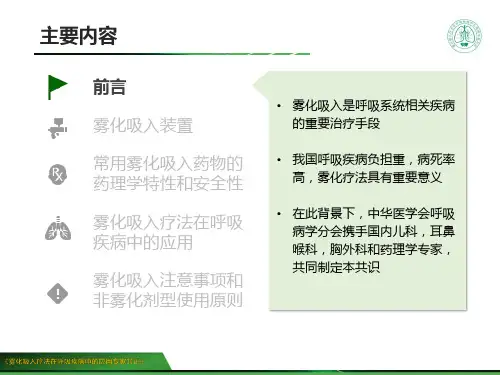 雾化吸入疗法在呼吸疾病中的应用专家共识版