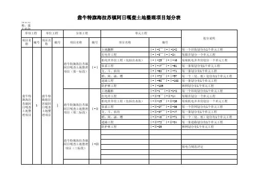 土地整理项目划分表