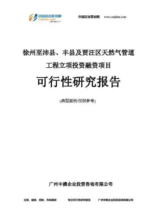徐州至沛县、丰县及贾汪区天然气管道工程融资投资立项项目可行性研究报告(中撰咨询)