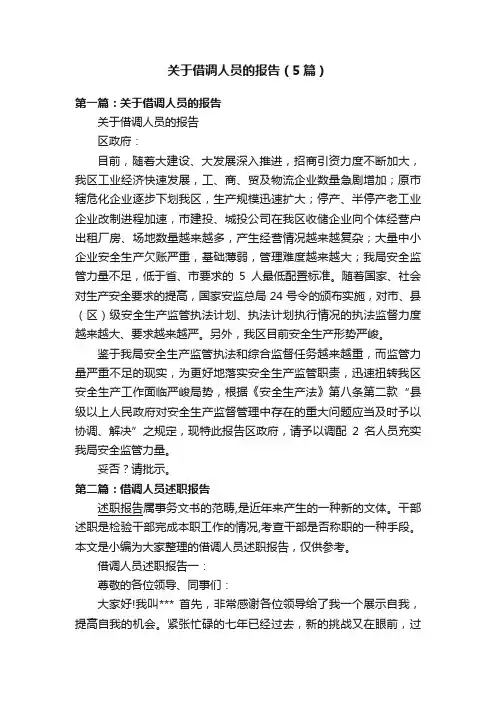 关于借调人员的报告（5篇）
