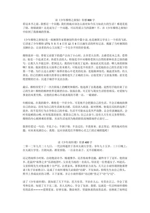 读《少年南怀瑾》有感400字