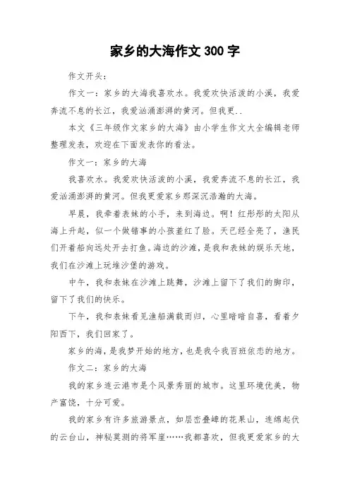 家乡的大海作文300字_作文