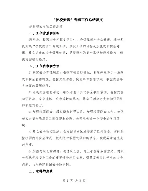 “护校安园”专项工作总结范文