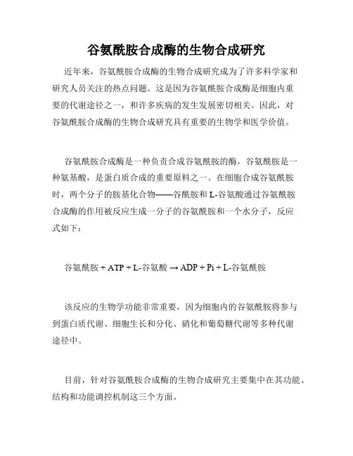谷氨酰胺合成酶的生物合成研究