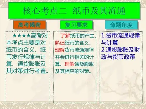 20140422经济生活一轮复习考点二纸币及其流通 2.