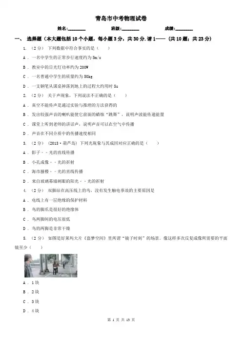 青岛市中考物理试卷