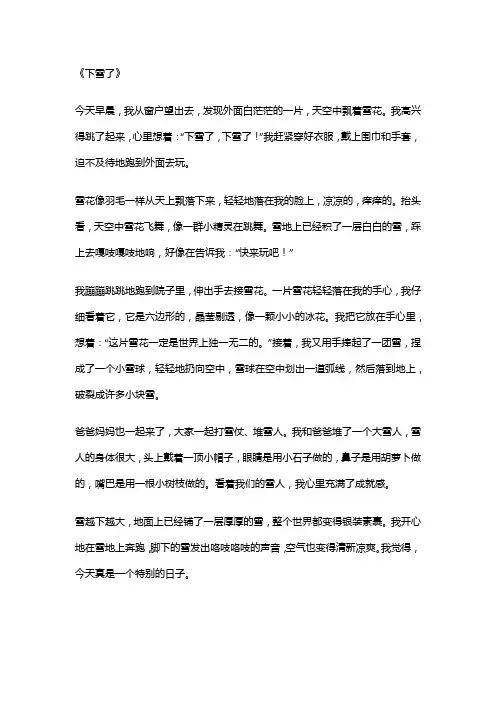 下雪了作文