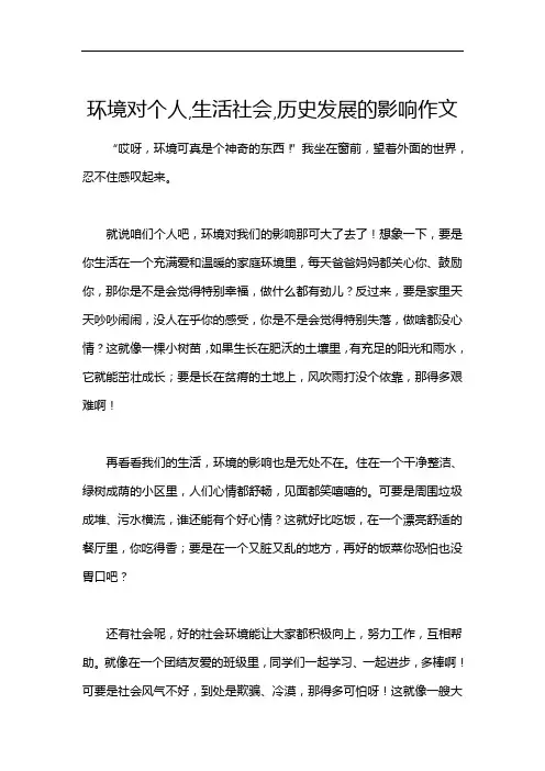 环境对个人,生活社会,历史发展的影响作文
