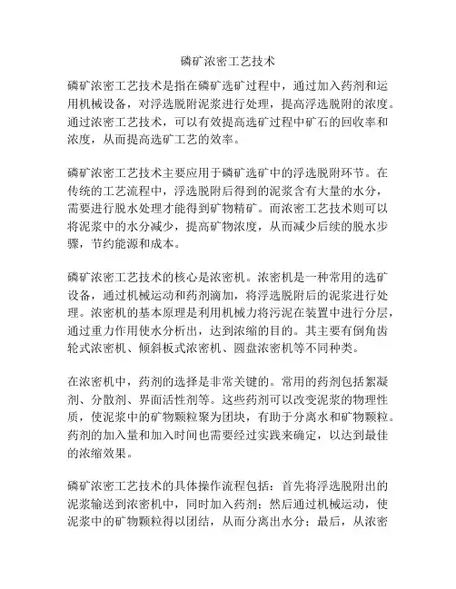 磷矿浓密工艺技术