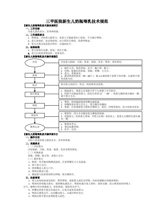 三甲医院新生儿奶瓶喂乳技术规范